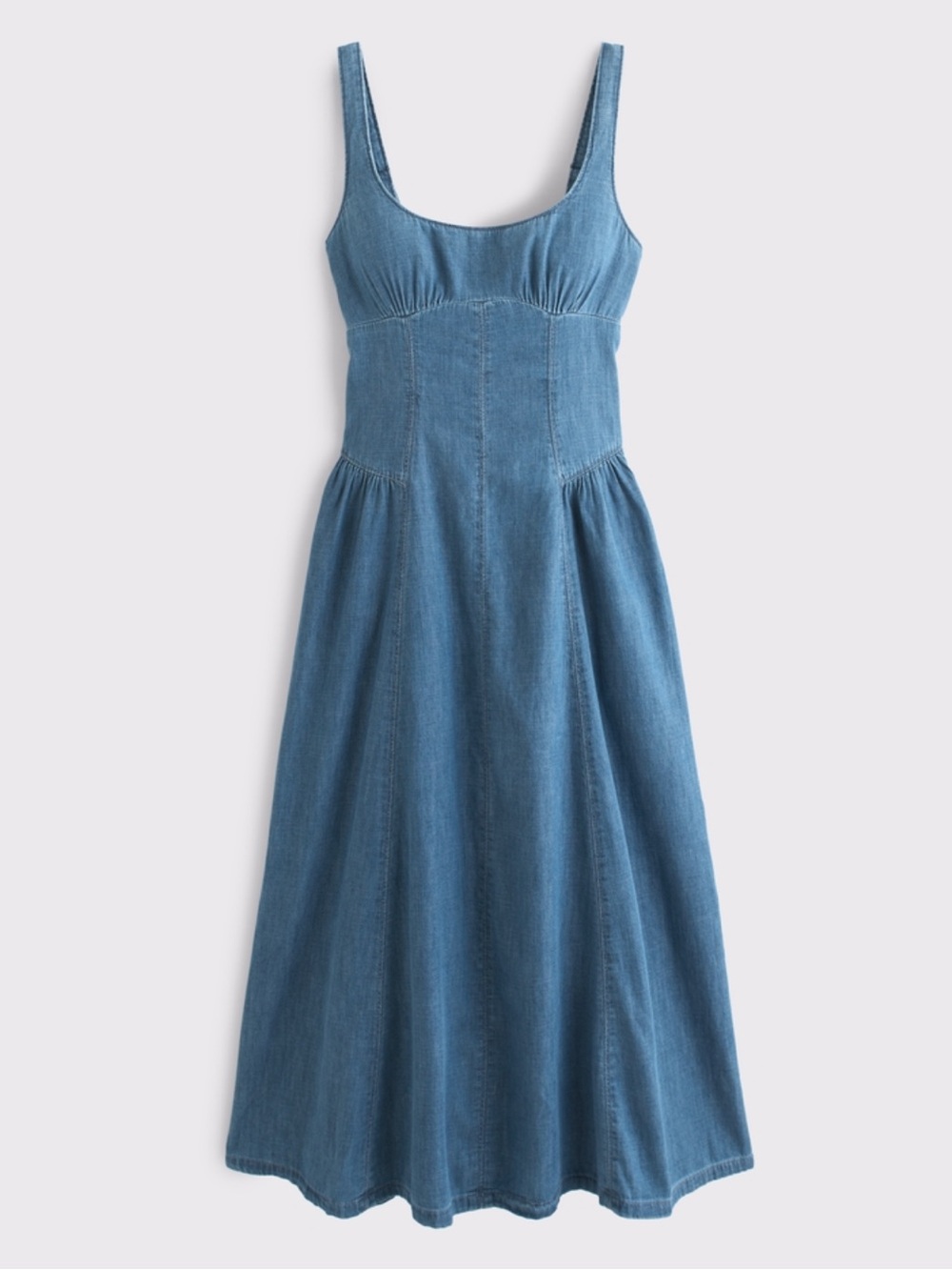 Abercrombie & Fitch Bra-Free Dylan Chambray Midi Dress - Picture 12 of 12